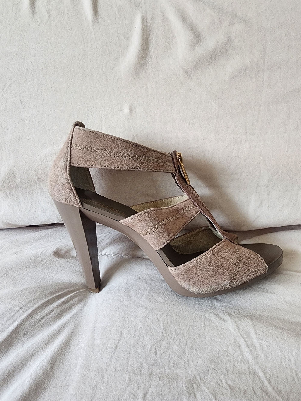 Michael Kors Blush Taupe Suede High Heel Sandal